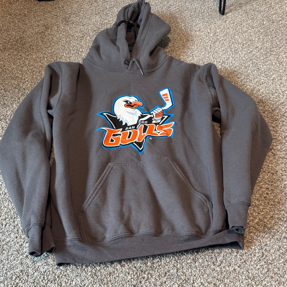Gray San Diego gulls hockey Hoodie with Sports Logo